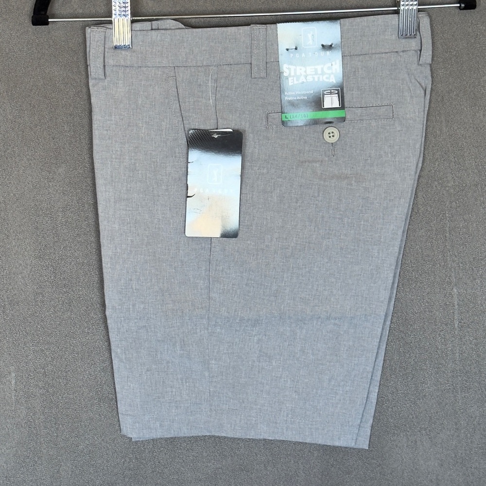 New PGA TOUR Big Boys 7" Flat Front with Active Waistband Golf Size 10 Gray